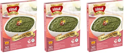 Image of VIMAL Ready to Eat Sarson Da Saag Instant Mix Vegetarian with No Added Preservative and Colours - 300g Pack of 3