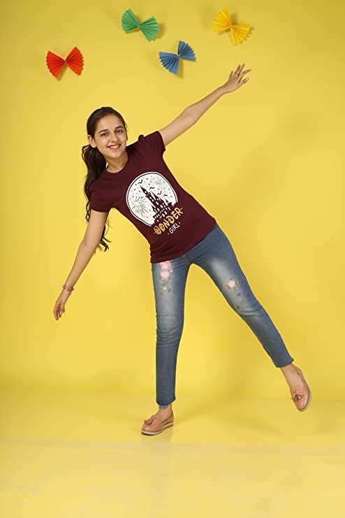 Image of KYDA KIDS Girls Cotton Full Sleeve Sequence and Embroidery Tops - Multicolor (Pack of 1)