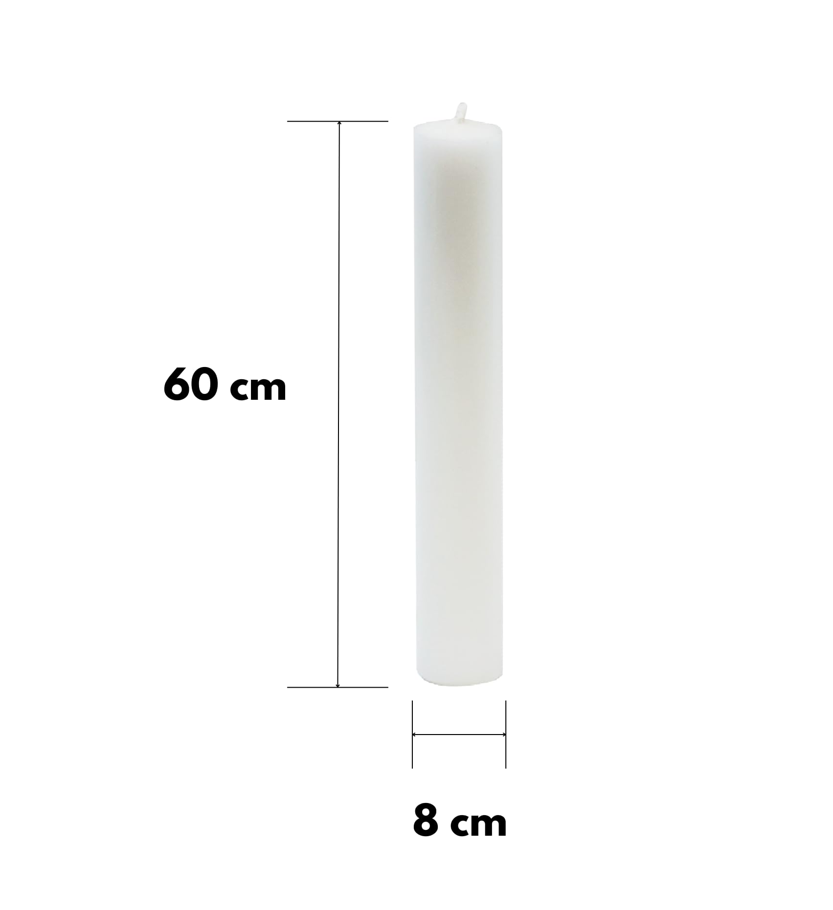 Cereria Di Giorgio - Candela Cilindrica - Diametro 8 cm Altezza 60 cm - Colore Bianco Cloud - Lunga durata