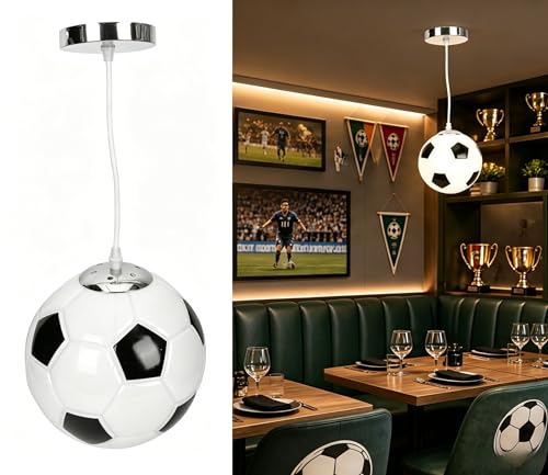 Tofficu Lustre En Verre De Football 8.27In Lampe Suspendue Plafonnier Moderne Pour Chambre Enfant Salon Restaurant Magasin VêTements DéCoration Nordique...