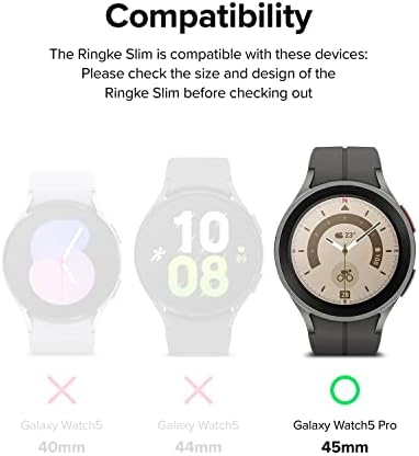 Ringke Slim Case [2 Pack] Compatible with Samsung Galaxy Watch 5 Pro 45mm, Watch5 Pro Bezel [Frame Only] Premium PC Hard Thin Cover - Clear & Chrome