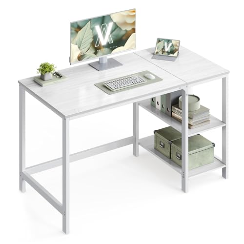 VASAGLE Escritorio, Mesa de Trabajo, 120 x 60 x 76 cm, Estilo Moderno, para Estudio Dormitorio Salón Oficina, Blanco Arce LWD047W44