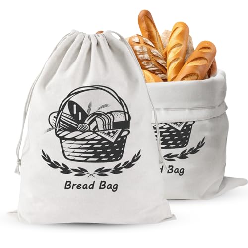 2 PCS Bolsa Pan Tela,Reusable Bread Bag Linen Bread Bag with Plastic Liner Bread Storage for Homemade Bread, Sourdough Bread Bags for Homemade Bread Baking Accessories