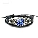 DTTVY Ganesha Black Leather Bracelet Ganesh Glass Cabochon Snap Button Multi-layer Bracelet Bangle Hinduism Lord Amulet Jewelry Gift (Metal Color: as show, #3)