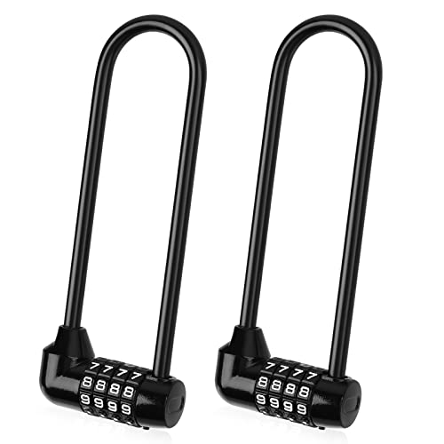 4 Digit Combination Padlock, 6.3 Inch Long Shackle Combination Lock Waterproof Gate Lock, Lengthened Gym Lock For Bicycles, Motorcycles, School, Luggages, Toolbox, Black (2 Pieces) #TOP25