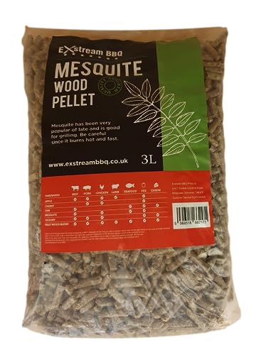 Exstream BBQ 3L Pellet - 8 Species - For Use With Ninja Electric Smokers Up to 30 Cooking Sessions & Ooni Pizza Ovens (Mesquite)