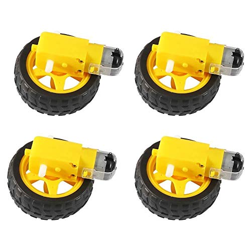 YYSM DC Electric Motor with Plastic TT Motor Tire Wheel 3-6V Dual Shaft Gear motor TT Magnetic Gearbox Engine For Arduino Smart Car (Color : 1 x Motor 1 x Wheel)