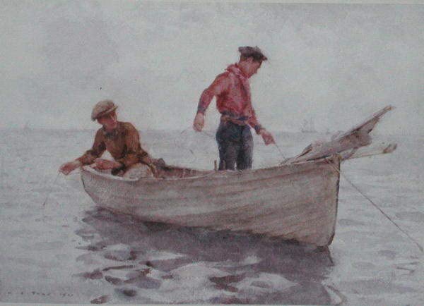Peinture Décorative sur Toile Garçons pêchant au large de Newlyn Henrytuke Impression Fine Art