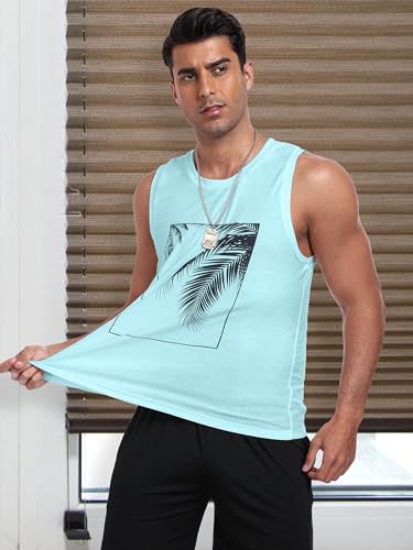 Mens Graphic Tank Tops Sleeveless Workout Gym Shirts Beach Hawaiian Coconut Tree Patriotic Style T-Shirt4