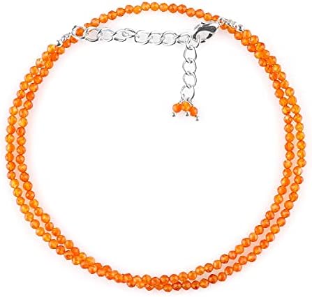 Natural Black Spinel Beads Necklace, Faceted Beads, 2.4-2.5 mm Round Beads With 16 + 2 Inch Adjustable Silver Plated Chain (Black Spinel)