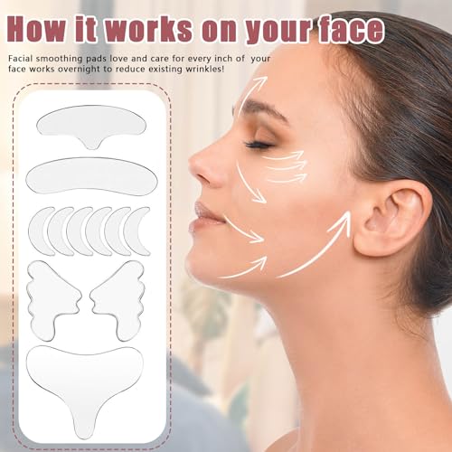 Donmnemb 11 adesivos de silicone para rugas, adesivos reutilizáveis para rugas no peito, adesivos de