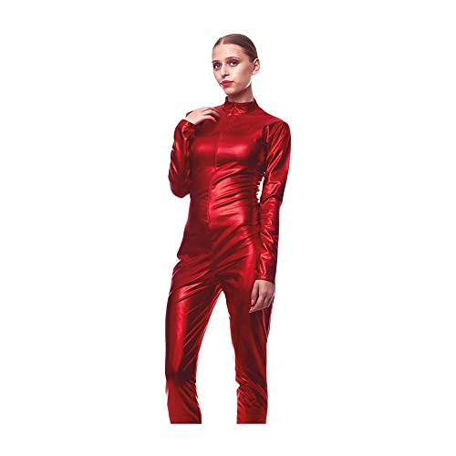 PLUS HOME Macacão - Maillot disfarce de cor metalizada, tamanho adulto. (vermelho)