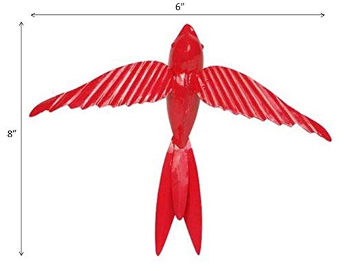 Image of Elan Hanging Decorative Rockstar Bird for Home Balcony and Garden Decor (Metal; Red, Set of 2)