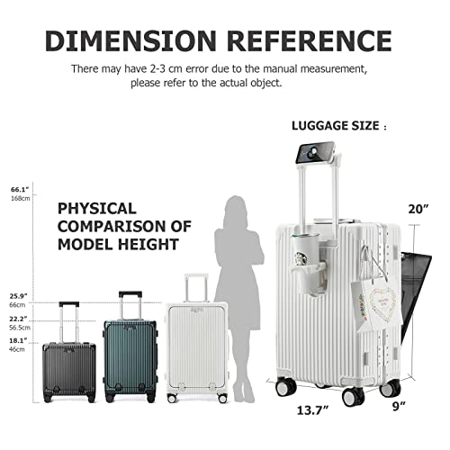 Feilario Hardside Expandable Spinner Wheel Luggage, Aluminum Frame Carry On Suitcase - With Tsa Lock & Cup Holder & Phone Holder - In 18In/20In/24In Sizes #TOP2