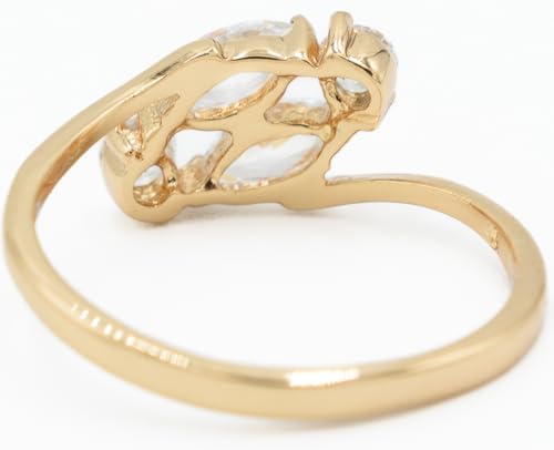 Delicate Marquise & Round Cut Cubic Zirconia CZ Engagement Ring, 18k Yellow Gold Filled Plated2