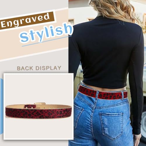 Yalice Women Leopard Belt Western Cowgirls Belts Gold Buckle Fashion Ladies Waist Belt for Dress Jeans4