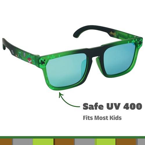 Image of ARKAID Minecraft Boys Sunglasses | Official Minecraft Gear | 100% UV Protection | Official Minecraft Boys Sunglasses and Sports Wraps | Impact Resistant | Gift Idea | Fits Most Kids