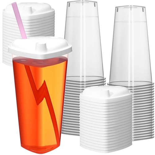 Set de 30 vasos de plástico con tapa y popote en forma de corazón miniatura 1