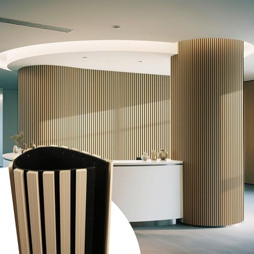 Image of Art3d Roll-Flat Acoustic Wood Slat Wall Panel, 95.3 x 23.8 in, 2-Pack, Oak