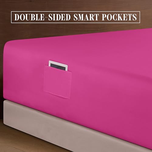 Elegant Comfort Luxury 1500 Premium Hotel Quality Microfiber 4-Piece Sheet Set - Soft, All Around Elastic 18-24 Inches Deep Fitted Sheet - Extra Deep Pocket Sheets, Twin/Twin XL, Hot Pink