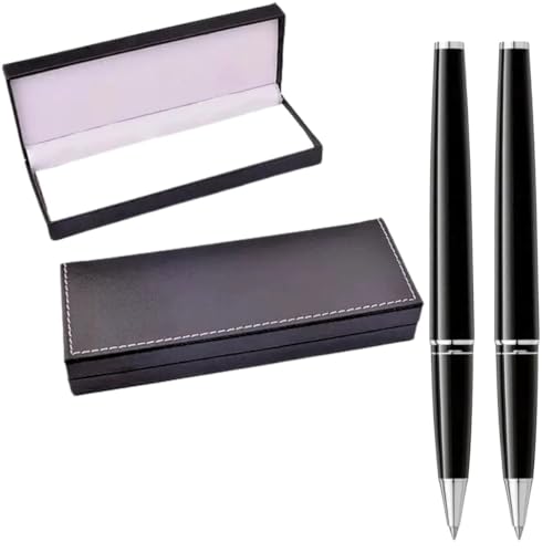 2 Canetas Esferográfica de Metal Social Luxo Com Estojo Ideal Para Presente