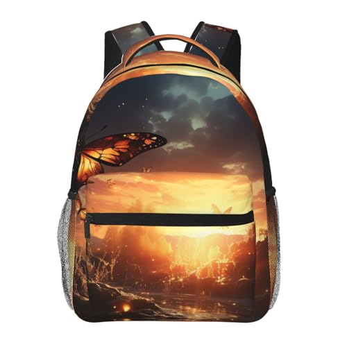 Casual Backpack for Women Men Butterflies Flying Around the Sun Lightweight Daypack Large Capacity Nurse Bag