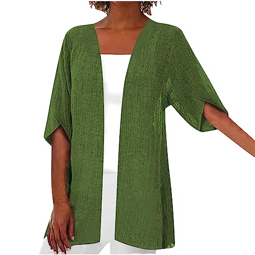 Lightweight Cardigans for Women Open Front Short Sleeve Summer Cardigan Casual Loose Linen Beach Cover Ups2