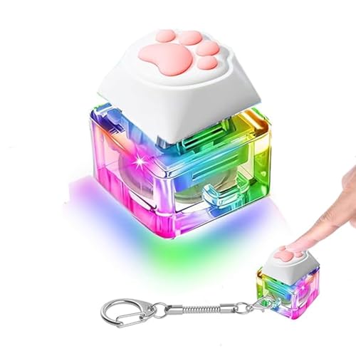 Image of Lighting Keyboard Fidget Clicker with LED Light Keychain Fidget Sensory Fun Toys for Anxiety Decompression (Catpaw)
