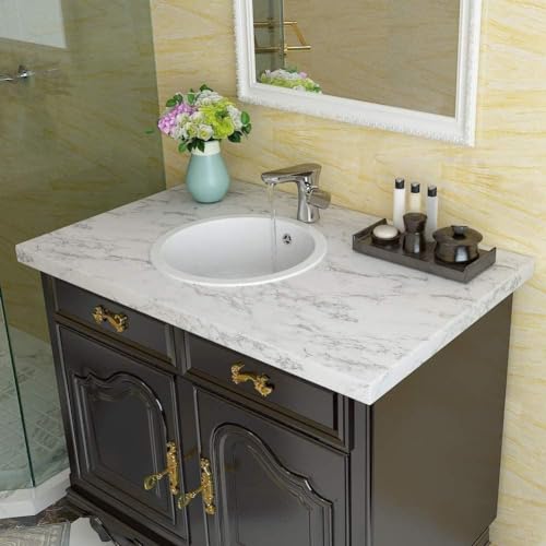 Image of Wall Sticker Waterproof Marble Wallpaper Foil (200cm x 60cm) for Furniture, Kitchen, Cabinets, Almirah, Tabletop, Wooden Table, Renovation PVC Self Adhesive Sticker (White)