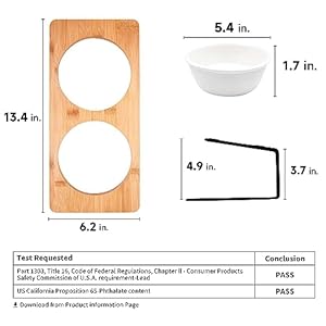   FUKUMARU-Elevated-Cat-Ceramic-Bowls-Small-Dog-15-Tilted-Raised-Food-Feeding-Dishes-Solid-Bamboo-Water-Stand-Feeder-Set-for-Cats-and-Puppy