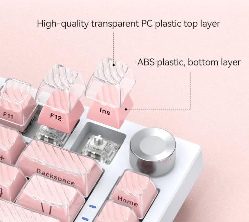 Image of 136 Keys Crystal Pudding Keycaps, OEM Profile Side Printed Keycaps Set, ABS+PC Double Shot for MX Switches Mechanical Keyboard(Blue)