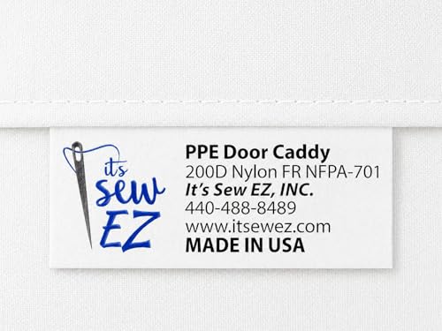 Image of It's Sew EZ Personal Protection Equipment (PPE) Isolation Door Caddy - 6 Pockets - NFPA-701 Fire Retardant Nylon Oxford with Two Stainless Steel Hooks included (White, 6 pockets)