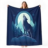 Azul Oscuro Manta Franela para Cama, Mantas para Sofa 70 x 100 cm, Blanket de Suave Cálida Transpirable Ligera, Estampado Minimalista Luna Animal Lobo Manta Invierno Calentitas Azul Oscuro Manta Franela para Cama, Mantas para Sofa 70 x 100 cm, Blanket de Suave Cálida Transpirable Ligera, Estampado Minimalista Luna Animal Lobo Manta Invierno Calentitas