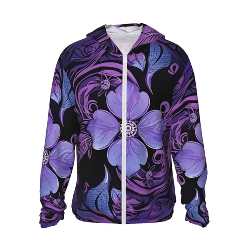 Men's Sun Protection Shirts Mysterious purple flowers Long Sleeve Sun Shirt for Fishing Running Hiking Swim