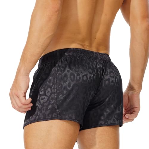 Men's 3 inch Satin Boxers Silk Satin Sleep Lounge Shorts Pajamas Bottom3