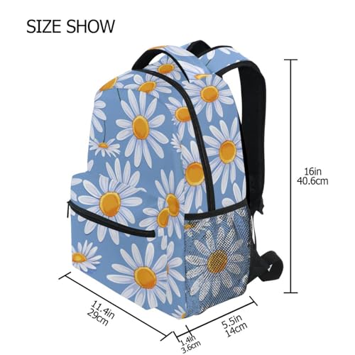 Daisy Blue Floral personalized backpack for kids with name tag chest strap bookbag for college mochilas4
