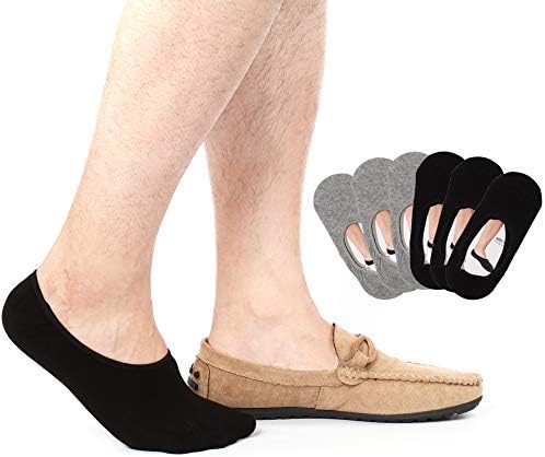 ADFOLF 6 Pack No Show Socks Mens Casual Low Cut Thin Loafers Non Slip Boat Liners (9-13, Grey+Black)