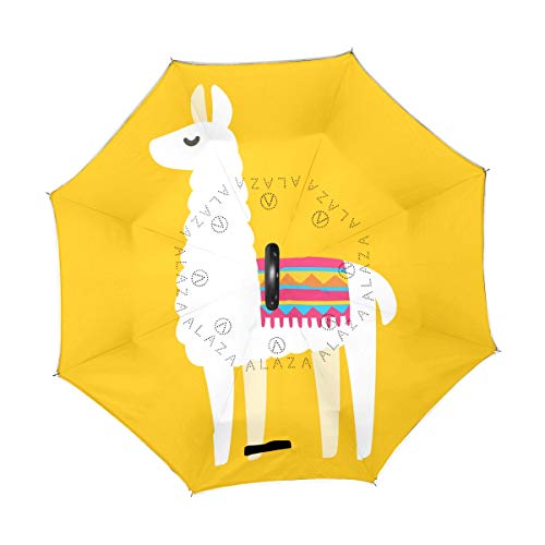 Orezi Cartoon Llama Drawing Reverse Umbrella Large Double Layer C-Shaped Handle Folding Umbrella Windproof Uv Protection Golf Umbrella For Woman And Men #TOP1