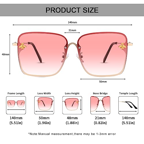 Dollger Trendy Oversized Square Sunglasses for Women Gradient Lens Big Metal Frame Retro Pink Sunglasses UV400 Protection3
