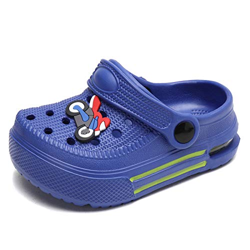 Madctoc Kids Boys Girls Garden Clogs Slippers Slip On Beach Pool Sandals Outdoor Hiking Lightweight Breathable Running Cute Cartoon Navy 28