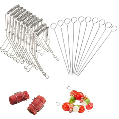 Eterspr 20 pezzi Involtini in Acciaio Inox, Rouladen In Acciaio, Aghi per Rouladen, Riutilizzabili per,Antiruggine, Stabili per Deliziosi Involtini