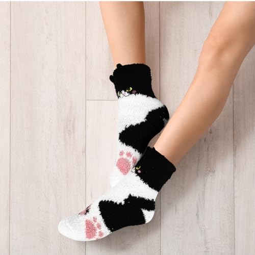Image of Benefeet Sox Funny Animal Fuzzy Socks for Women Girls - Cute Fluffy Slippers, Cozy Warm Winter Plush Sleeping Socks