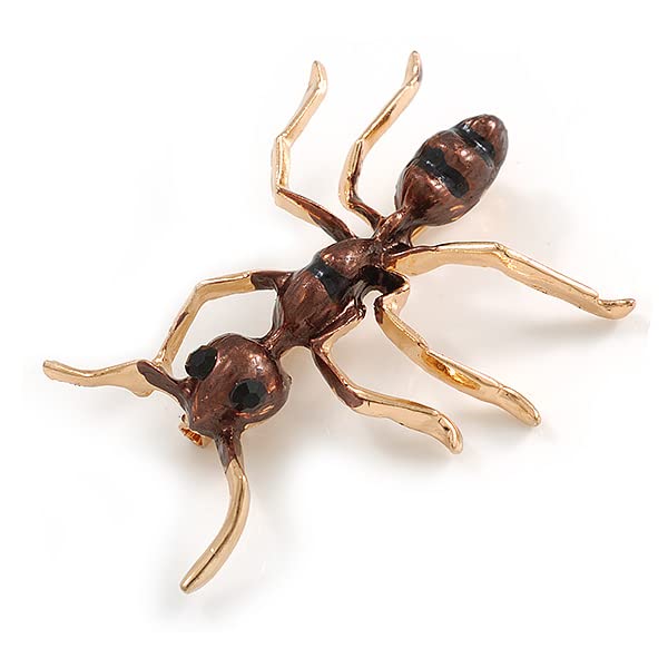 Broche fourmi cadeau original émail marron boîte à bijoux originale - 4