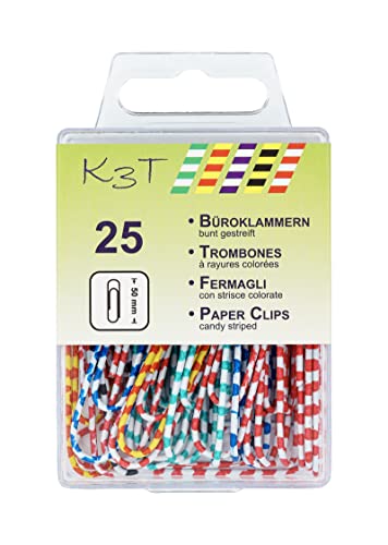 TSI Büroklammern XXL 25er Packung Länge 50 mm farbig gestreift Art.Nr. 48029