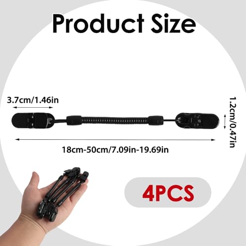 Fllyvly 4er Set Hutclip Halter, winddichter clip,Hut Retainer Clip mit einziehbarer Feder, Outdoor Seil Clip Cap Holder, Mützenhalter für Reisen und Outdoor-Aktivitäten, 10 cm, dehnbar bis 60 cm