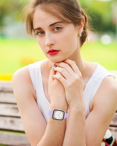 Image of Thin Silicone Band Compatible with Apple Watch 41mm 38mm 40mm 46mm 45mm 42mm 44mm, Slim Narrow Replacement Sport Strap Wristband for iWatch Series 11 10 9 8 7 6 5 4 SE Ultra 3 2 1 Women Men