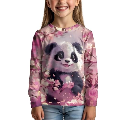 Image of Girls Cartoon Print Long Sleeve Graphic Tee Casual Crew Neck T-Shirts for 3-16 Years Little Girls
