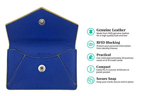 Genuine Leather Cobalt Blue/Yellow Personalized RFID Card Holder3