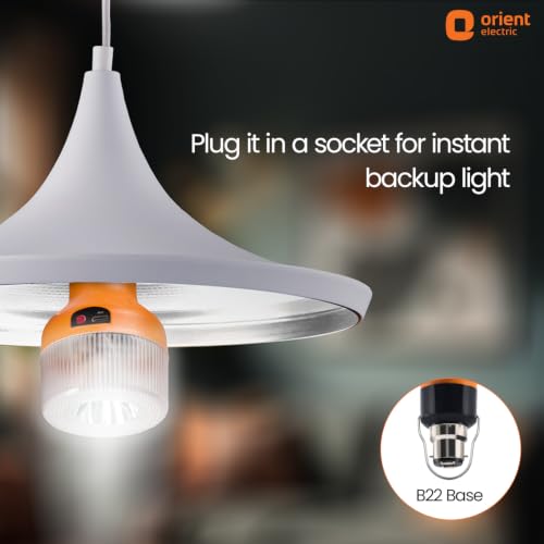Image of Orient Electric BeamX 9W Portable LED Torch with Bulb | Emergency Hanging Hook Lantern | Type-C Charging | 1500 mAh Rechargeable Emergency Light |6 Hours Run time| Cool Day Light, Pack of 1