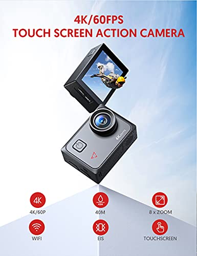 Govic TFDYT AC920 Action Cam 4k/60fps 20MP EIS Anti-Shake WiFi Touchscreen Helmkamera 40M Unterwasserkamera mit… – Bild 3